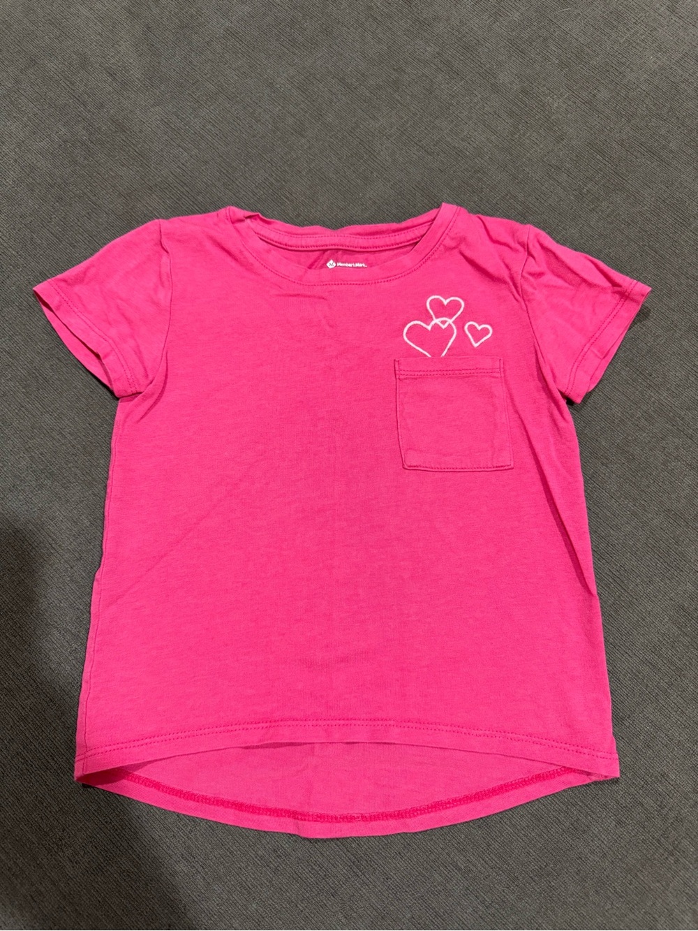 Girls' Hot Pink Heart Pocket Tee